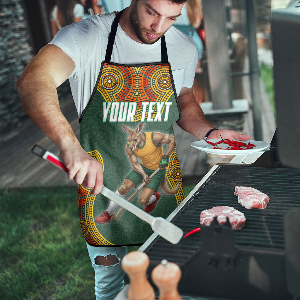 Personalized Kookaburras Field Hockey Apron Kangaroo Australian Indigenous Dot Art Style With Vibrant Sun Patterns