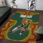 Personalized Kookaburras Field Hockey Area Rug Kangaroo Australian Indigenous Dot Art Style With Vibrant Sun Patterns