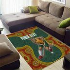 Personalized Kookaburras Field Hockey Area Rug Kangaroo Australian Indigenous Dot Art Style With Vibrant Sun Patterns