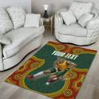 Personalized Kookaburras Field Hockey Area Rug Kangaroo Australian Indigenous Dot Art Style With Vibrant Sun Patterns