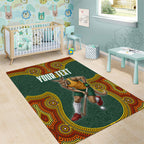 Personalized Kookaburras Field Hockey Area Rug Kangaroo Australian Indigenous Dot Art Style With Vibrant Sun Patterns