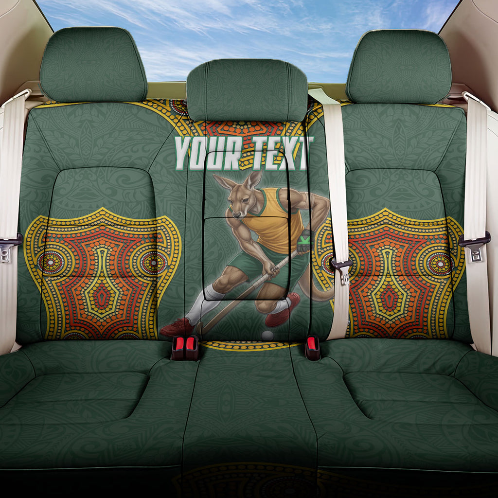Personalized Kookaburras Field Hockey Back Car Seat Cover Kangaroo Australian Indigenous Dot Art Style With Vibrant Sun Patterns