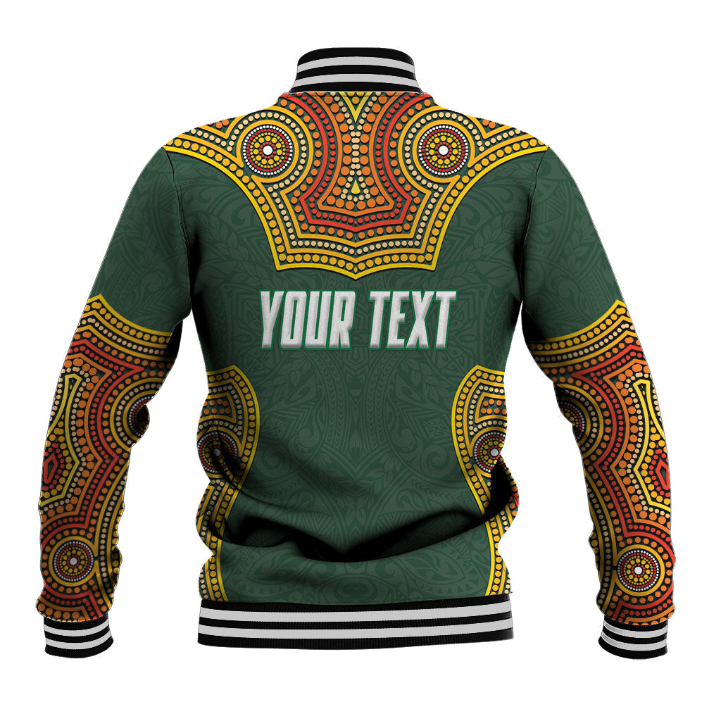 Personalized Kookaburras Field Hockey Baseball Jacket Kangaroo Australian Indigenous Dot Art Style With Vibrant Sun Patterns