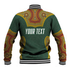 Personalized Kookaburras Field Hockey Baseball Jacket Kangaroo Australian Indigenous Dot Art Style With Vibrant Sun Patterns