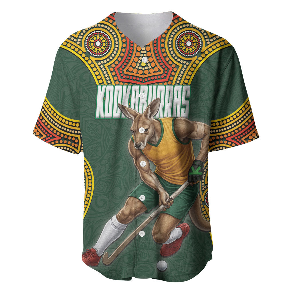 Personalized Kookaburras Field Hockey Baseball Jersey Kangaroo Australian Indigenous Dot Art Style With Vibrant Sun Patterns