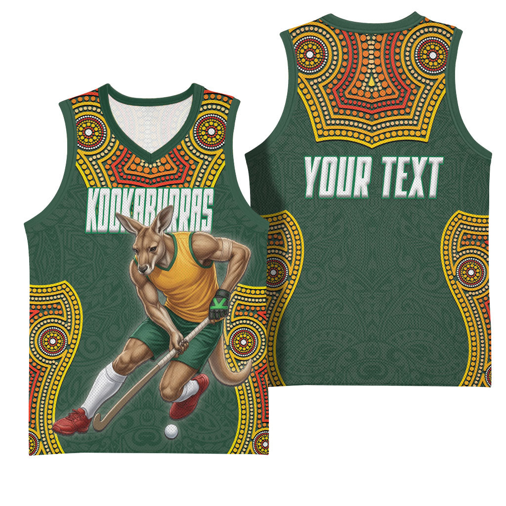 Personalized Kookaburras Field Hockey Basketball Jersey Kangaroo Australian Indigenous Dot Art Style With Vibrant Sun Patterns