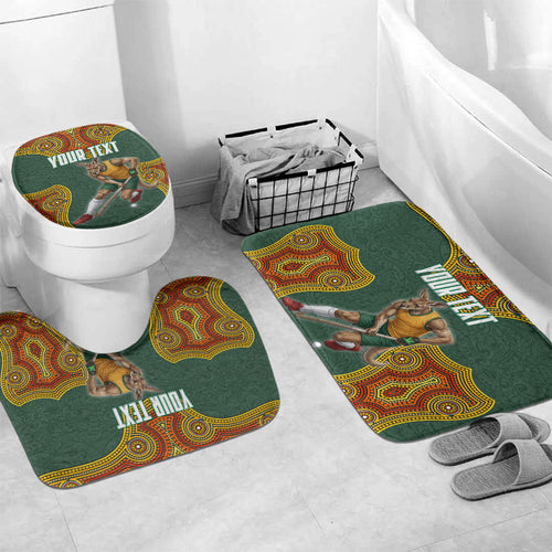 Personalized Kookaburras Field Hockey Bathroom Set Kangaroo Australian Indigenous Dot Art Style With Vibrant Sun Patterns