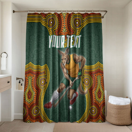 Personalized Kookaburras Field Hockey Bathroom Set Kangaroo Australian Indigenous Dot Art Style With Vibrant Sun Patterns