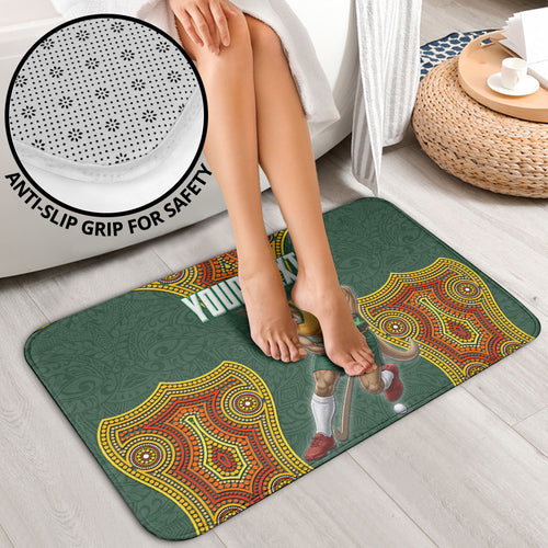 Personalized Kookaburras Field Hockey Bathroom Set Kangaroo Australian Indigenous Dot Art Style With Vibrant Sun Patterns