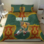 Personalized Kookaburras Field Hockey Bedding Set Kangaroo Australian Indigenous Dot Art Style With Vibrant Sun Patterns