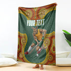 Personalized Kookaburras Field Hockey Blanket Kangaroo Australian Indigenous Dot Art Style With Vibrant Sun Patterns