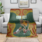 Personalized Kookaburras Field Hockey Blanket Kangaroo Australian Indigenous Dot Art Style With Vibrant Sun Patterns