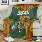 Personalized Kookaburras Field Hockey Blanket Kangaroo Australian Indigenous Dot Art Style With Vibrant Sun Patterns