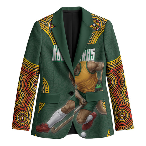 Personalized Kookaburras Field Hockey Blazer Kangaroo Australian Indigenous Dot Art Style With Vibrant Sun Patterns