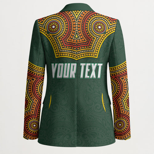 Personalized Kookaburras Field Hockey Blazer Kangaroo Australian Indigenous Dot Art Style With Vibrant Sun Patterns