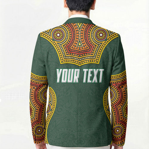 Personalized Kookaburras Field Hockey Blazer Kangaroo Australian Indigenous Dot Art Style With Vibrant Sun Patterns