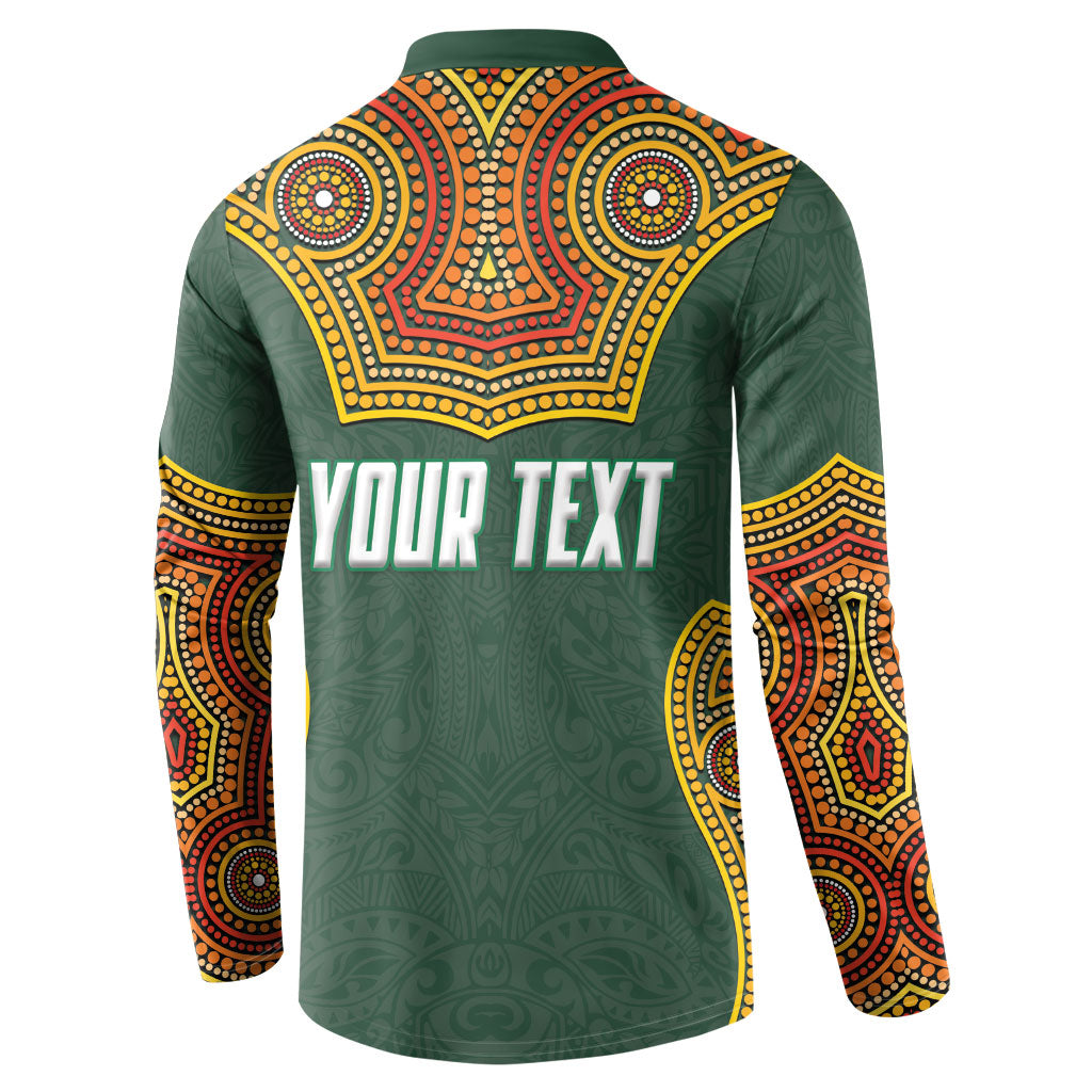 Personalized Kookaburras Field Hockey Button Sweatshirt Kangaroo Australian Indigenous Dot Art Style With Vibrant Sun Patterns