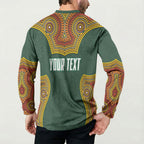 Personalized Kookaburras Field Hockey Button Sweatshirt Kangaroo Australian Indigenous Dot Art Style With Vibrant Sun Patterns
