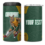 Personalized Kookaburras Field Hockey 4 in 1 Can Cooler Tumbler Kangaroo Australian Indigenous Dot Art Style With Vibrant Sun Patterns