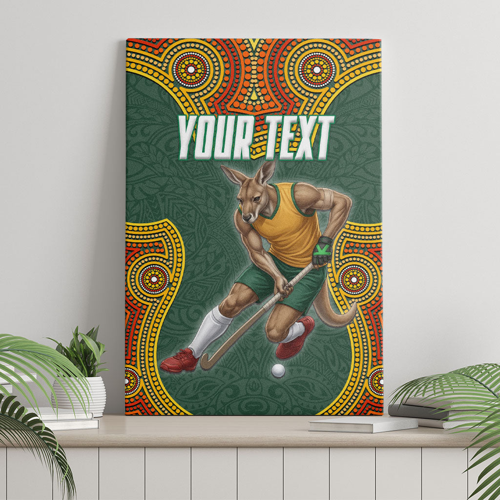 Personalized Kookaburras Field Hockey Canvas Wall Art Kangaroo Australian Indigenous Dot Art Style With Vibrant Sun Patterns