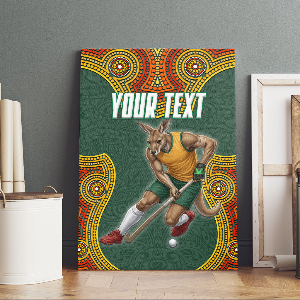 Personalized Kookaburras Field Hockey Canvas Wall Art Kangaroo Australian Indigenous Dot Art Style With Vibrant Sun Patterns