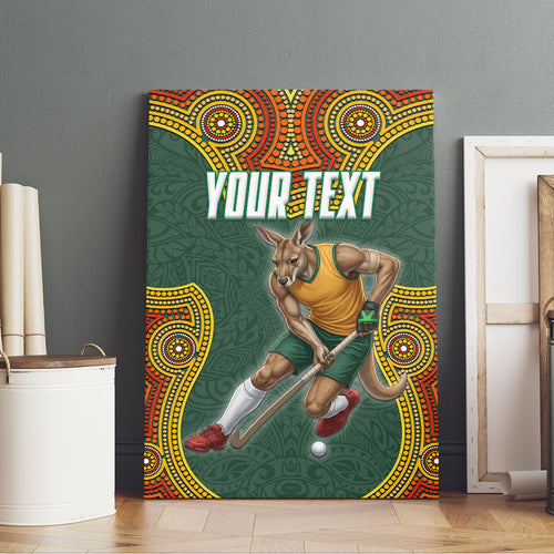 Personalized Kookaburras Field Hockey Canvas Wall Art Kangaroo Australian Indigenous Dot Art Style With Vibrant Sun Patterns
