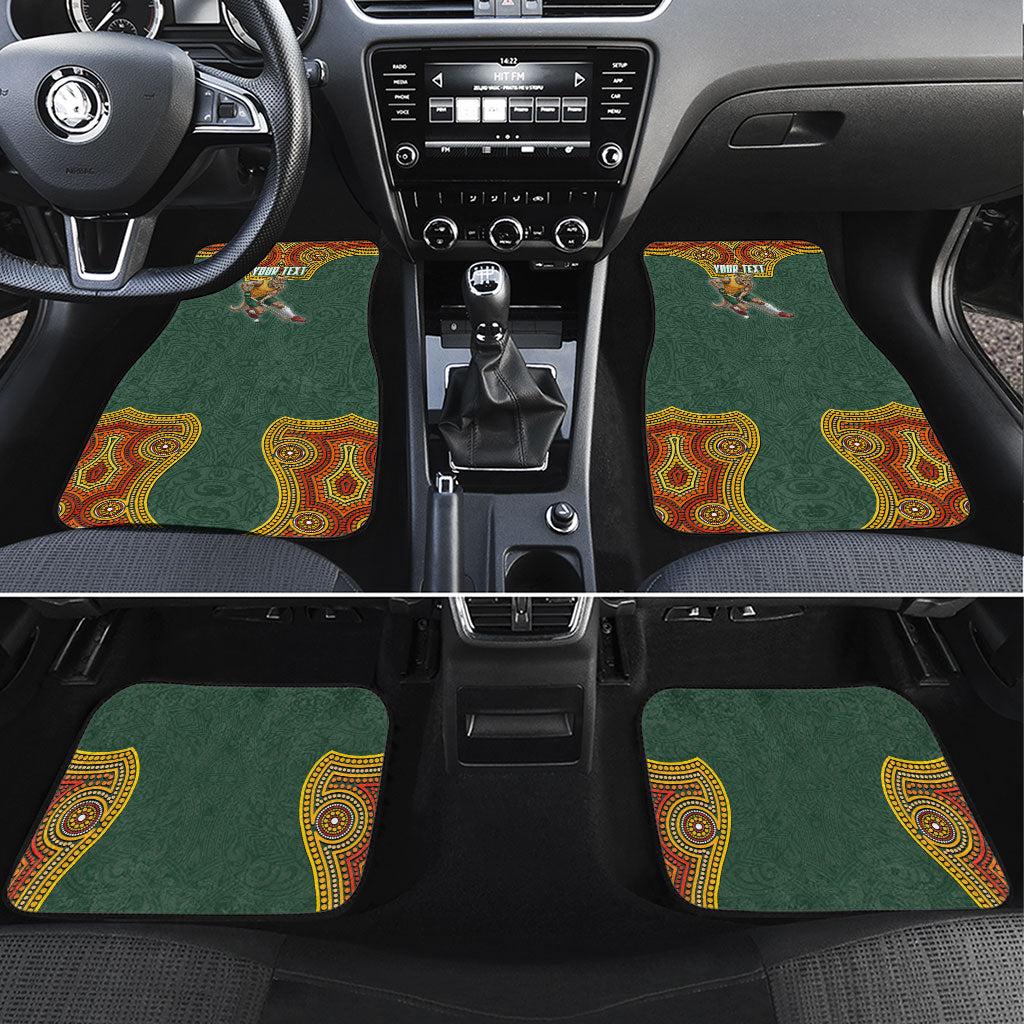 Personalized Kookaburras Field Hockey Car Mats Kangaroo Australian Indigenous Dot Art Style With Vibrant Sun Patterns