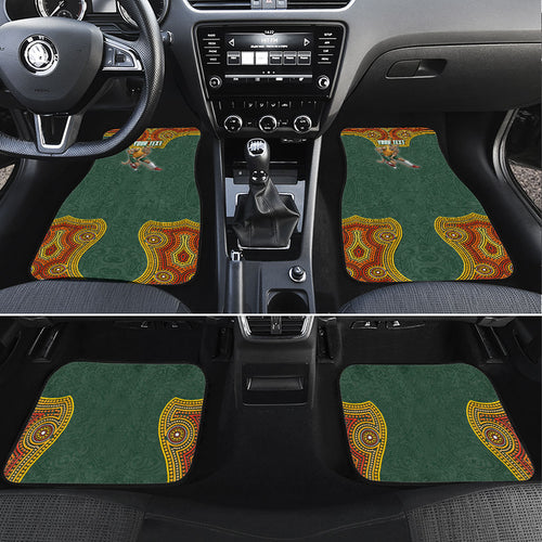 Personalized Kookaburras Field Hockey Car Mats Kangaroo Australian Indigenous Dot Art Style With Vibrant Sun Patterns