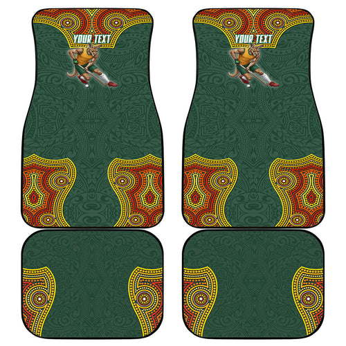 Personalized Kookaburras Field Hockey Car Mats Kangaroo Australian Indigenous Dot Art Style With Vibrant Sun Patterns