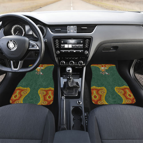 Personalized Kookaburras Field Hockey Car Mats Kangaroo Australian Indigenous Dot Art Style With Vibrant Sun Patterns