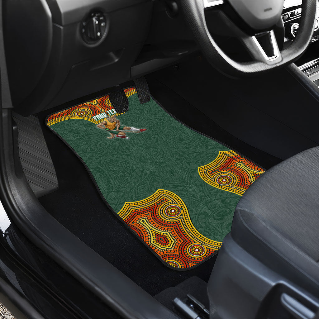 Personalized Kookaburras Field Hockey Car Mats Kangaroo Australian Indigenous Dot Art Style With Vibrant Sun Patterns