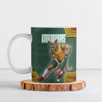 Personalized Kookaburras Field Hockey Ceramic Mug Kangaroo Australian Indigenous Dot Art Style With Vibrant Sun Patterns