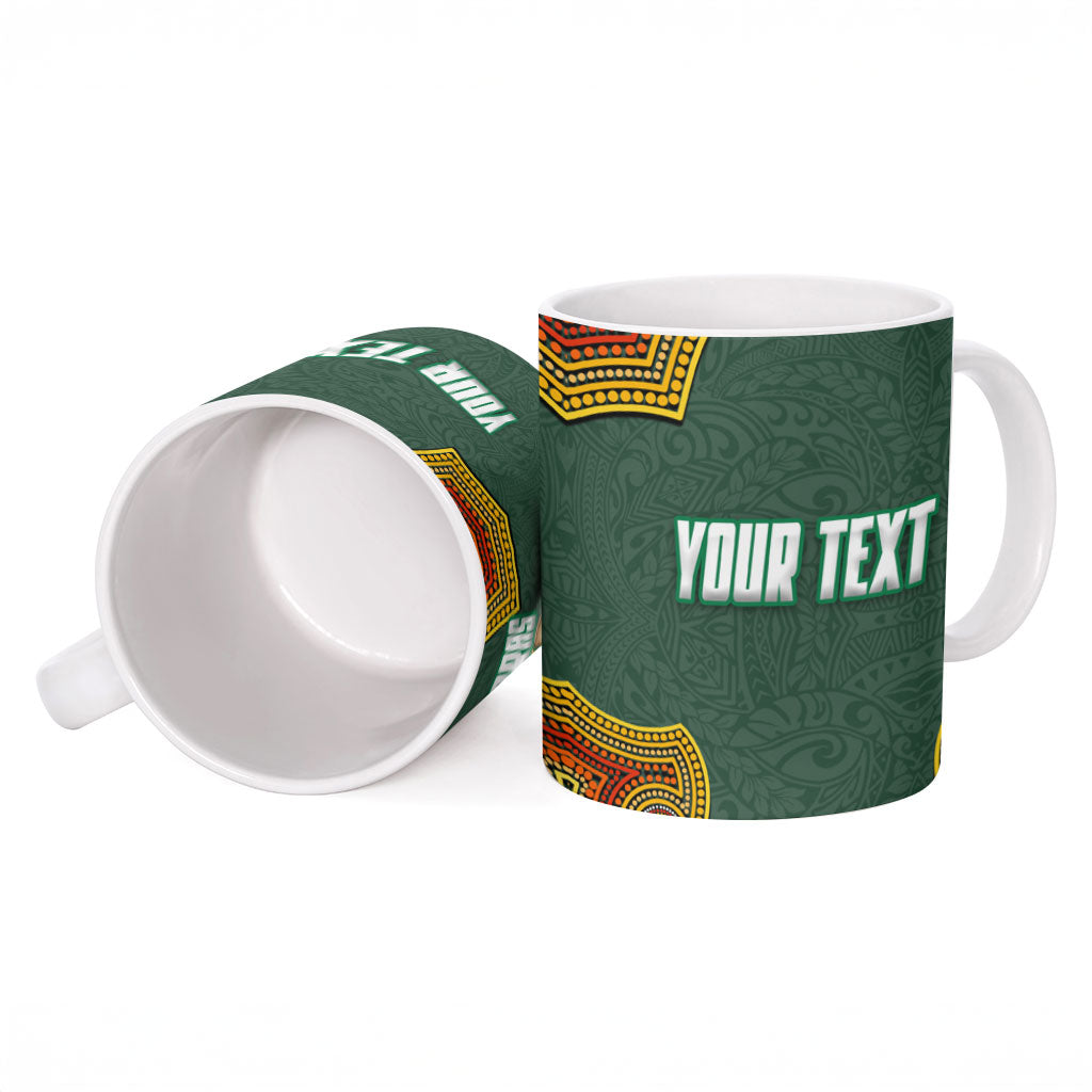 Personalized Kookaburras Field Hockey Ceramic Mug Kangaroo Australian Indigenous Dot Art Style With Vibrant Sun Patterns