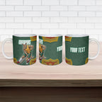 Personalized Kookaburras Field Hockey Ceramic Mug Kangaroo Australian Indigenous Dot Art Style With Vibrant Sun Patterns