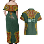 Personalized Kookaburras Field Hockey Couples Matching Off Shoulder Maxi Dress and Hawaiian Shirt Kangaroo Australian Indigenous Dot Art Style With Vibrant Sun Patterns