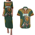 Personalized Kookaburras Field Hockey Couples Matching Puletasi and Hawaiian Shirt Kangaroo Australian Indigenous Dot Art Style With Vibrant Sun Patterns
