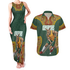 Personalized Kookaburras Field Hockey Couples Matching Tank Maxi Dress and Hawaiian Shirt Kangaroo Australian Indigenous Dot Art Style With Vibrant Sun Patterns