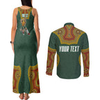 Personalized Kookaburras Field Hockey Couples Matching Tank Maxi Dress and Long Sleeve Button Shirt Kangaroo Australian Indigenous Dot Art Style With Vibrant Sun Patterns