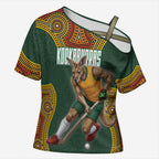 Personalized Kookaburras Field Hockey Cross Shoulder Shirt Kangaroo Australian Indigenous Dot Art Style With Vibrant Sun Patterns