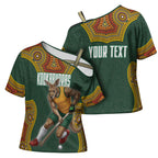 Personalized Kookaburras Field Hockey Cross Shoulder Shirt Kangaroo Australian Indigenous Dot Art Style With Vibrant Sun Patterns