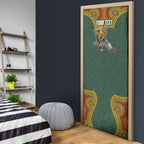 Personalized Kookaburras Field Hockey Door Cover Kangaroo Australian Indigenous Dot Art Style With Vibrant Sun Patterns