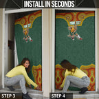 Personalized Kookaburras Field Hockey Door Cover Kangaroo Australian Indigenous Dot Art Style With Vibrant Sun Patterns