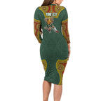 Personalized Kookaburras Field Hockey Family Matching Long Sleeve Bodycon Dress and Hawaiian Shirt Kangaroo Australian Indigenous Dot Art Style With Vibrant Sun Patterns