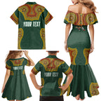Personalized Kookaburras Field Hockey Family Matching Mermaid Dress and Hawaiian Shirt Kangaroo Australian Indigenous Dot Art Style With Vibrant Sun Patterns