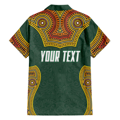 Personalized Kookaburras Field Hockey Family Matching Off Shoulder Maxi Dress and Hawaiian Shirt Kangaroo Australian Indigenous Dot Art Style With Vibrant Sun Patterns