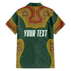 Personalized Kookaburras Field Hockey Family Matching Off Shoulder Short Dress and Hawaiian Shirt Kangaroo Australian Indigenous Dot Art Style With Vibrant Sun Patterns