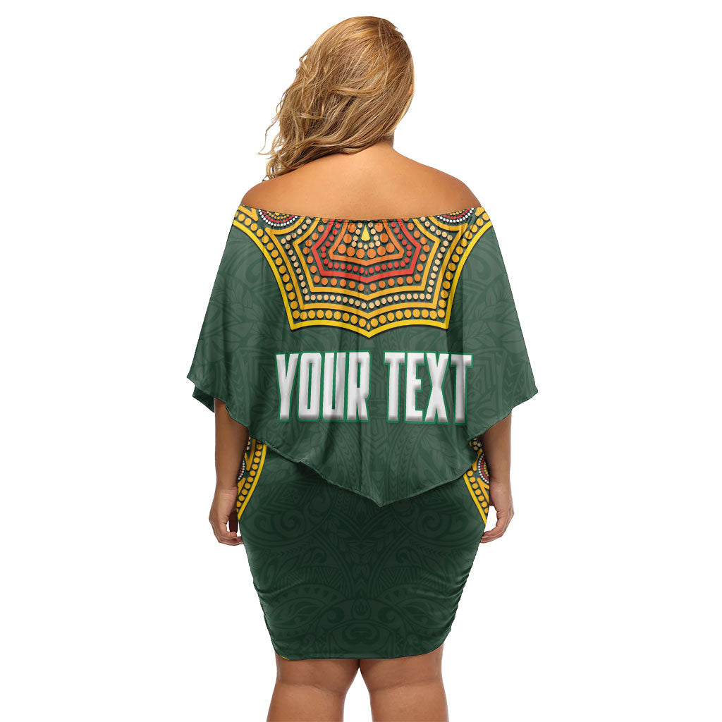 Personalized Kookaburras Field Hockey Family Matching Off Shoulder Short Dress and Hawaiian Shirt Kangaroo Australian Indigenous Dot Art Style With Vibrant Sun Patterns