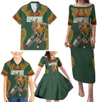 Personalized Kookaburras Field Hockey Family Matching Puletasi and Hawaiian Shirt Kangaroo Australian Indigenous Dot Art Style With Vibrant Sun Patterns