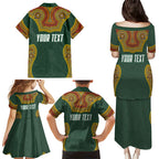 Personalized Kookaburras Field Hockey Family Matching Puletasi and Hawaiian Shirt Kangaroo Australian Indigenous Dot Art Style With Vibrant Sun Patterns