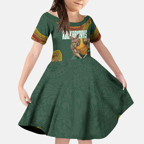 Personalized Kookaburras Field Hockey Family Matching Summer Maxi Dress and Hawaiian Shirt Kangaroo Australian Indigenous Dot Art Style With Vibrant Sun Patterns
